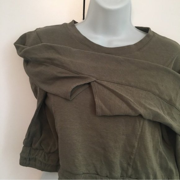 𝅺gymshark Khaki Green Box Utility Crop Sweater - Picture 4 of 11